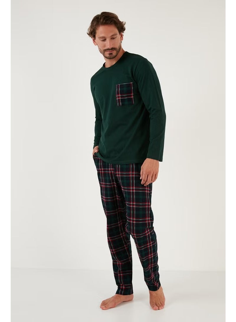 Buratti Plaid Pocket Elastic Waist 100% Cotton Regular Fit Pajama Set Men's Pajama Set 6572001 - Image 2